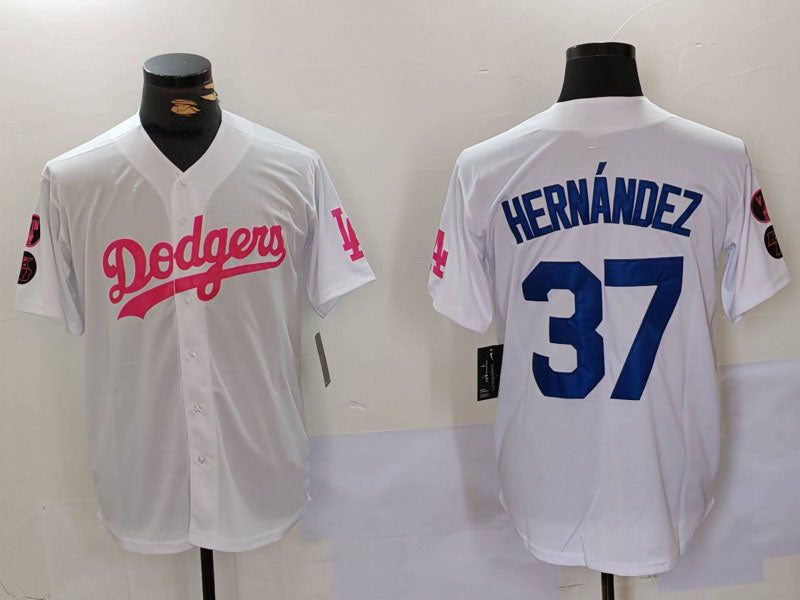 LA.Dodgers #37 Teoscar Hern¡§¡éndez Player Game Jersey White Stitched Baseball Jerseys baseball jersey product view 1