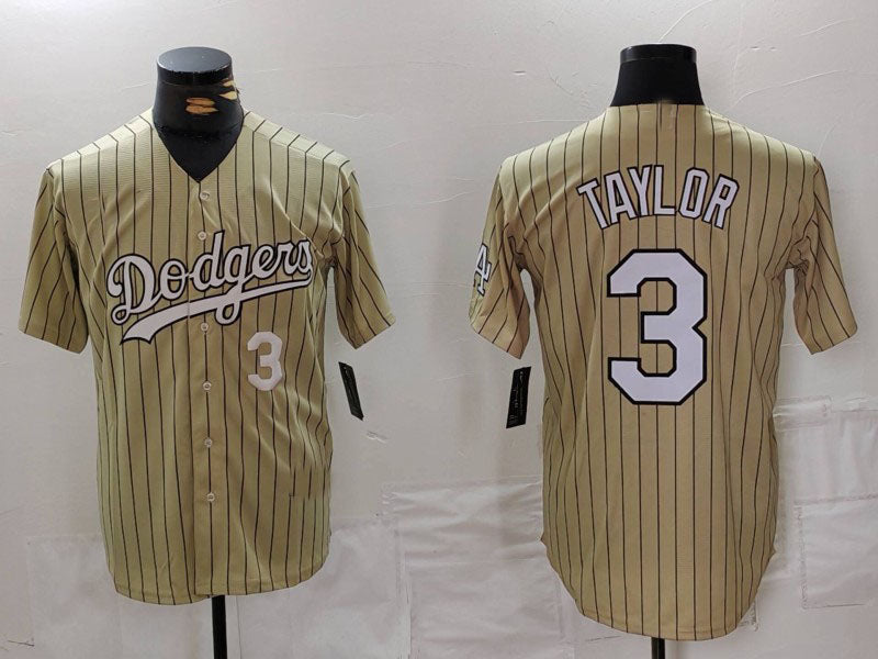 LA.Dodgers #3 Chris Taylor Cream Player Jersey Pinstripe Stitched Cool Base Baseball Jerseys baseball jersey product view 1
