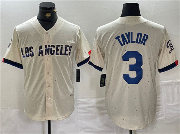 LA.Dodgers #3 Chris Taylor Player Cream Stitched Baseball Jerseys baseball jersey product view 1