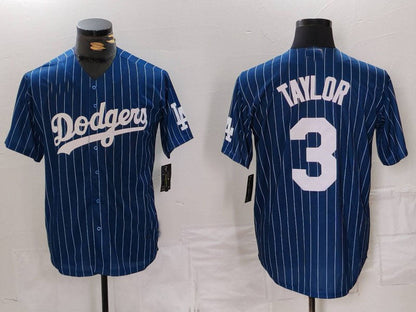 LA.Dodgers #3 Chris Taylor Navy Player Jersey Pinstripe Stitched Cool Base Baseball Jerseys baseball jersey product view 1