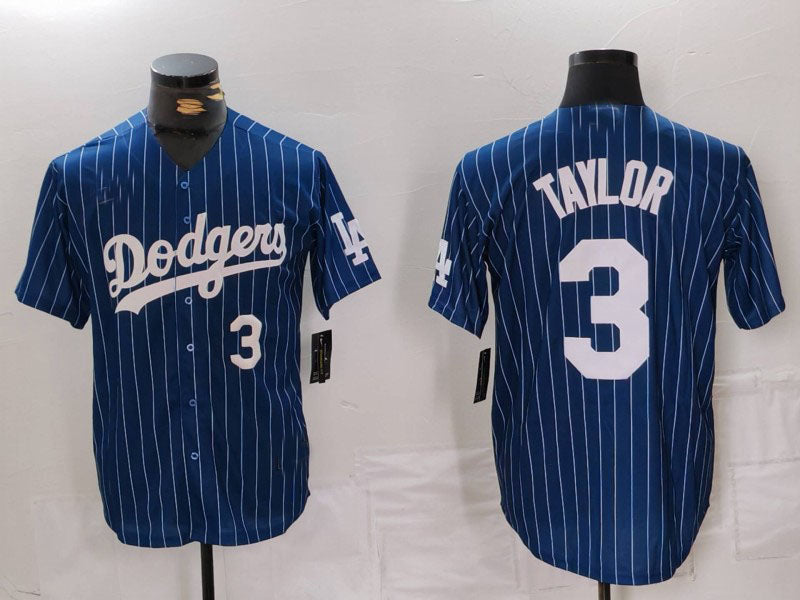 LA.Dodgers #3 Chris Taylor Navy Pinstripe Stitched Cool Base Baseball Jerseys Player Jersey baseball jersey product view 1