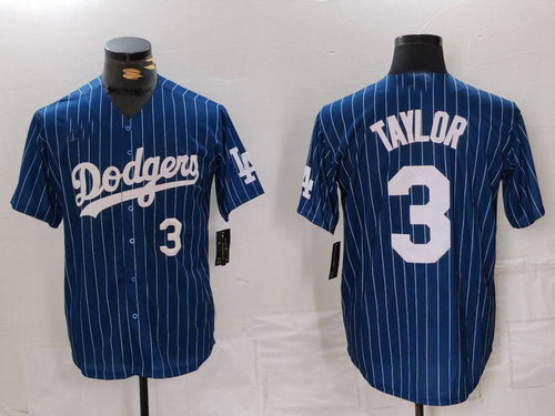 LA.Dodgers #3 Chris Taylor Navy Pinstripe Stitched Cool Base Baseball Jerseys Player Jersey baseball jersey product view 1