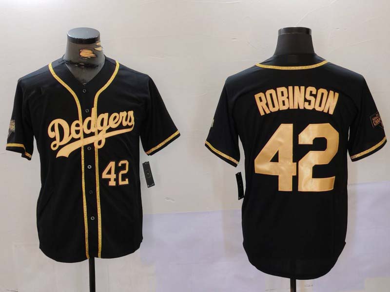 LA.Dodgers #42 Jackie Robinson Black Gold Player Jersey World Series Champions Cool Base Stitched Baseball Jerseys baseball jersey product view 1