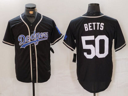 LA.Dodgers #50 Mookie Betts Player Black White Cool Base Stitched Baseball Jersey baseball jersey product view 1
