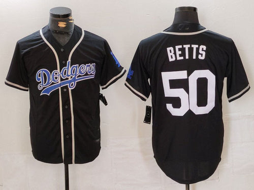 LA.Dodgers #50 Mookie Betts Player Black White Cool Base Stitched Baseball Jersey baseball jersey product view 1