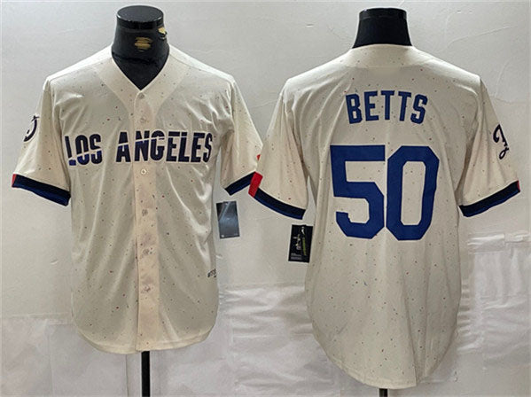 LA.Dodgers #50 Mookie Betts Player Cream Stitched Baseball Jerseys baseball jersey product view 1