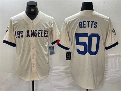 LA.Dodgers #50 Mookie Betts Player Cream Stitched Baseball Jerseys baseball jersey product view 1
