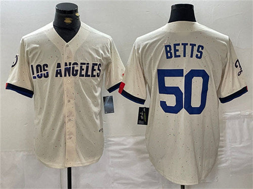 LA.Dodgers #50 Mookie Betts Player Cream Stitched Baseball Jerseys baseball jersey product view 1