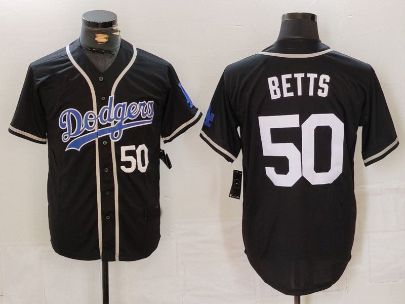 LA.Dodgers #50 Mookie Betts Player Black White Cool Base Stitched Baseball Jerseys baseball jersey product view 1
