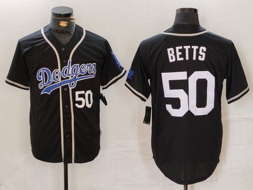 LA.Dodgers #50 Mookie Betts Player Black White Cool Base Stitched Baseball Jerseys baseball jersey product view 1