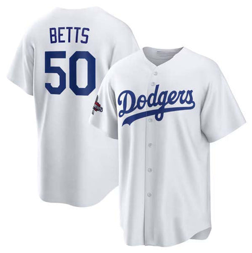 LA.Dodgers #50 Mookie Betts Player White World Series Champions Home Stitched Baseball Jerseys baseball jersey product view 1