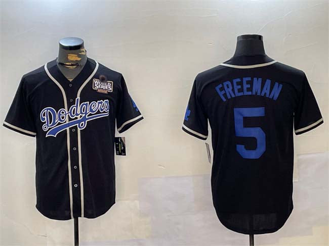 LA.Dodgers #5 Freddie Freeman Player Black Cool Base Game Stitched Baseball Jerseys baseball jersey product view 1