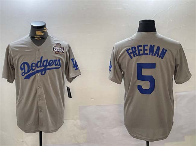 LA.Dodgers #5 Freddie Freeman Player Grey Cool Base Stitched Baseball Jerseys baseball jersey product view 1