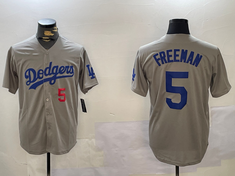 LA.Dodgers #5 Freddie Freeman Grey Player Game Jersey Cool Base Stitched Baseball Jerseys baseball jersey product view 1