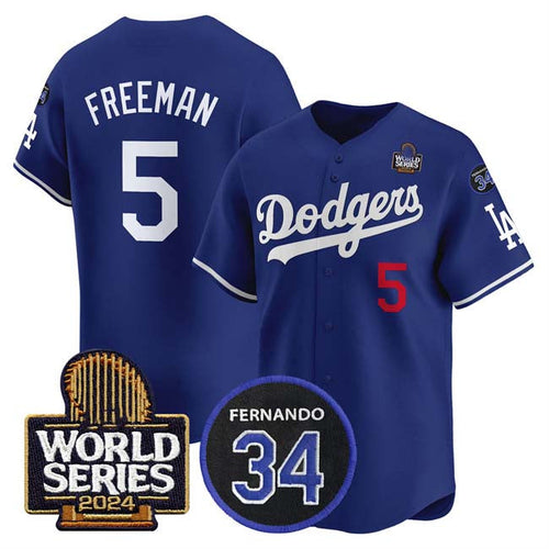 LA.Dodgers #5 Freddie Freeman Player Royal World Series With Fernando Memorial Patch Limited Stitched Baseball Jerseys baseball jersey product view 1