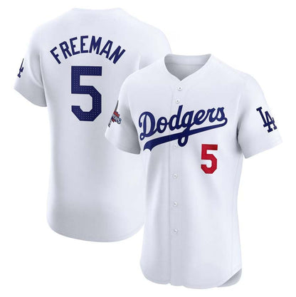 LA.Dodgers #5 Freddie Freeman White World Series Champions Home Elite Player Stitched Baseball Jersey baseball jersey product view 1