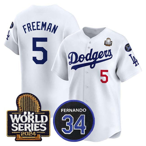 LA.Dodgers #5 Freddie Freeman Player White World Series With Fernando Memorial Patch Limited Stitched Baseball Jerseys baseball jersey product view 1
