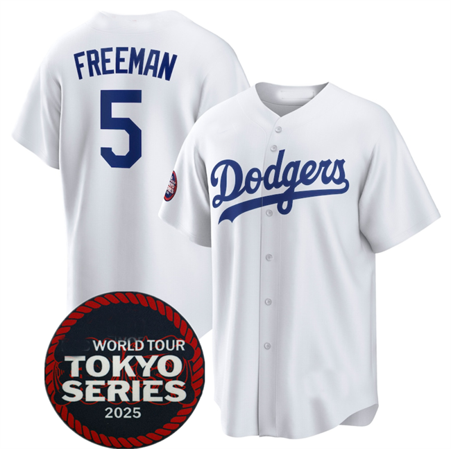 LA.Dodgers #5 Freddie Freeman Player White 2025 World Tour Tokyo Series Home Stitched Baseball Jerseys baseball jersey product view 1