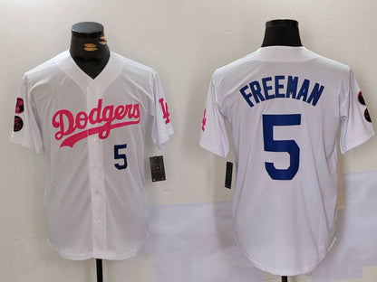 LA.Dodgers #5 Freddie Freeman Player White Pink Vin & Kobe Patch Stitched Baseball Jerseys baseball jersey product view 1