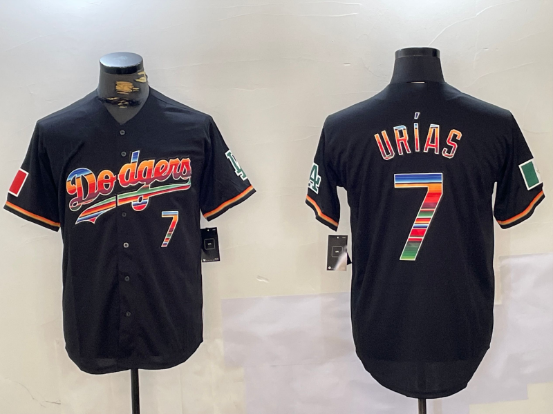 LA.Dodgers #7 Julio Urias Player Black Rainbow Mexico Cool Base Stitched Baseball Jerseys baseball jersey product view 1