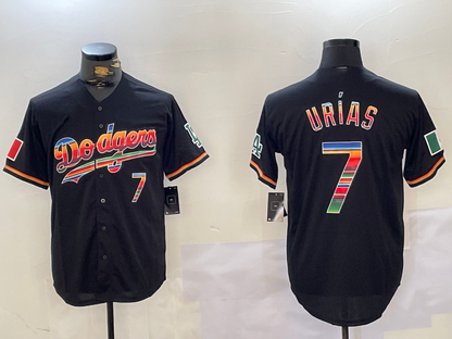 LA.Dodgers #7 Julio Urias Player Black Rainbow Mexico Cool Base Stitched Baseball Jerseys baseball jersey product view 1