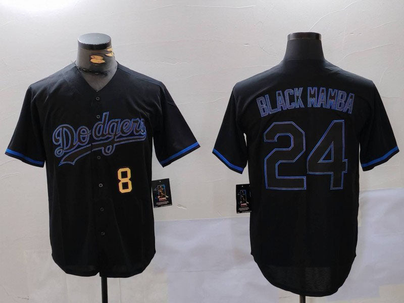 LA.Dodgers #8 24 Kobe Bryant Black Mamba Player Lights Out Black Fashion Stitched Cool Base Baseball Jerseys baseball jersey product view 1