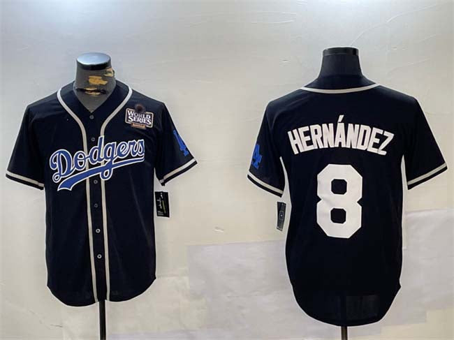 LA.Dodgers #8 Enrique Hern¡§¡éndez Player Black Cool Base Stitched Baseball Jerseys baseball jersey product view 1