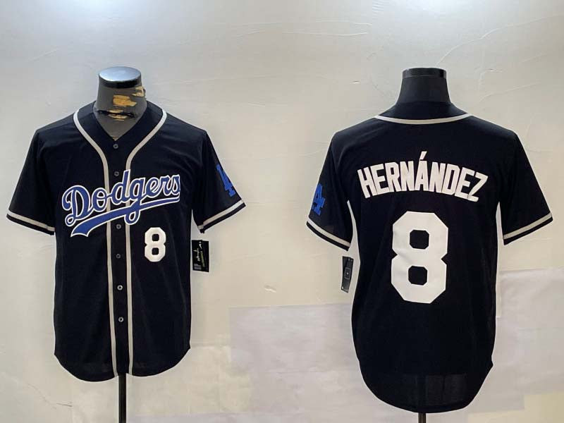 LA.Dodgers #8 Enrique Hern¡§¡éndez Black Cool Base Stitched Baseball Jerseys Player Game Jersey baseball jersey product view 1
