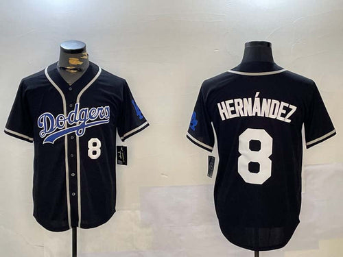 LA.Dodgers #8 Enrique Hern¡§¡éndez Black Cool Base Stitched Baseball Jerseys Player Game Jersey baseball jersey product view 1