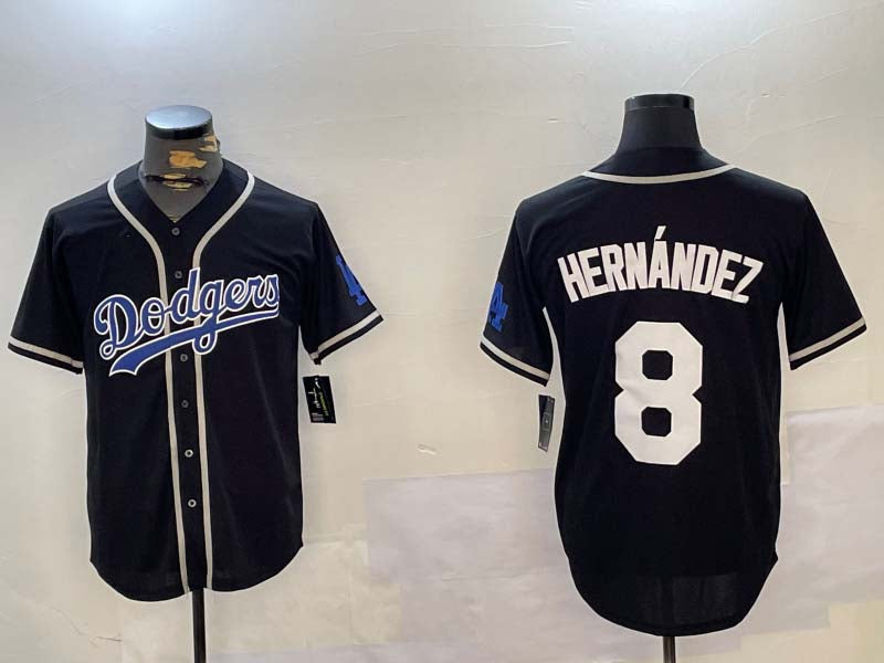 LA.Dodgers #8 Enrique Hern¡§¡éndez Black Player Cool Base Stitched Baseball Jerseys baseball jersey product view 1