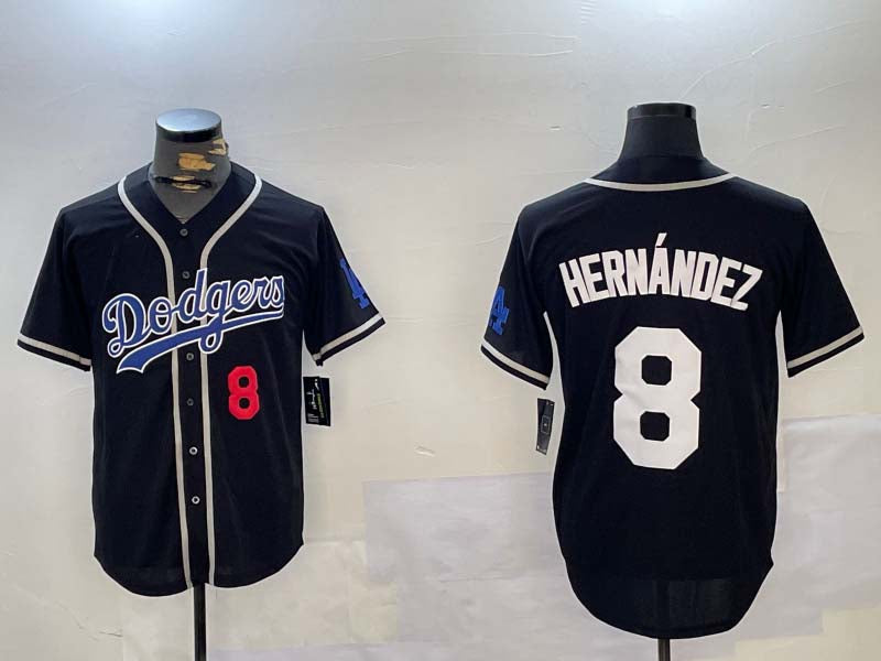 LA.Dodgers #8 Enrique Hern¡§¡éndez Black Player Game Stitched Baseball Jerseys baseball jersey product view 1
