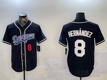 LA.Dodgers #8 Enrique Hern¡§¡éndez Black Player Game Stitched Baseball Jerseys baseball jersey product view 1
