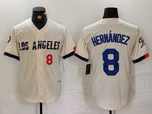LA.Dodgers #8 Kike Hernandez Limited Stitched Baseball Jerseys Cream Game Player Jersey baseball jersey product view 1
