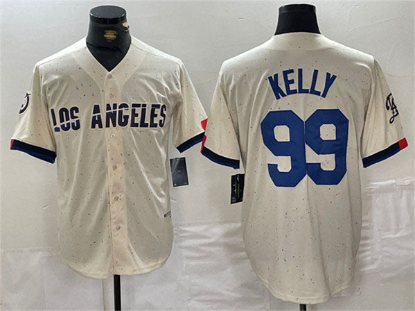 LA.Dodgers #99 Joe Kelly Cream Stitched Baseball Jerseys Player Game Jersey baseball jersey product view 1