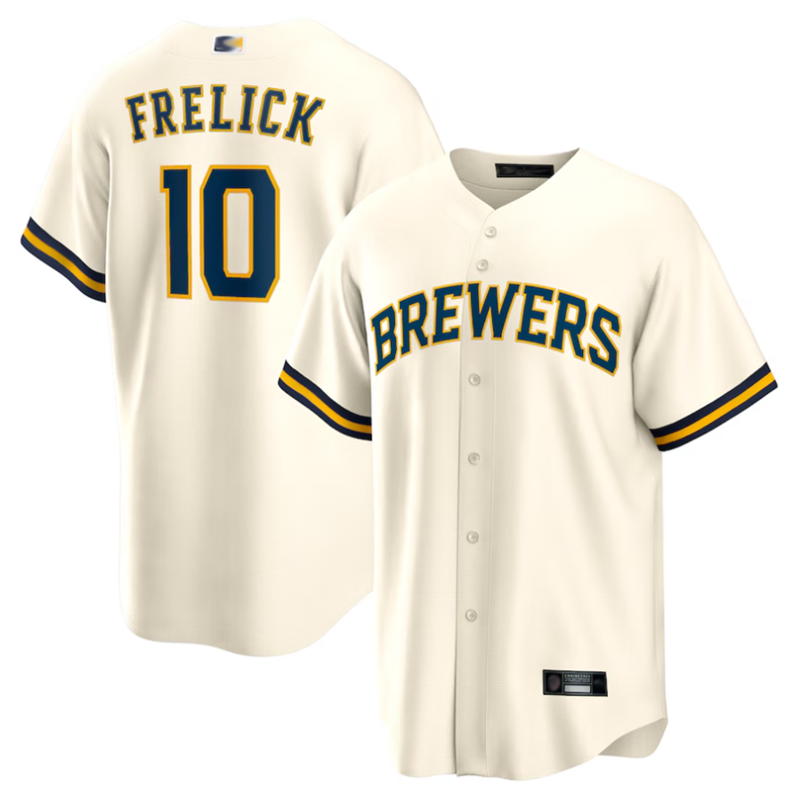M.Brewers #10 Sal Frelick Player Cream Home Replica Baseball Jerseys baseball jersey product view 1