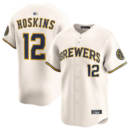 M.Brewers #12 Rhys Hoskins Player Cream Limited Baseball Jerseys baseball jersey product view 1