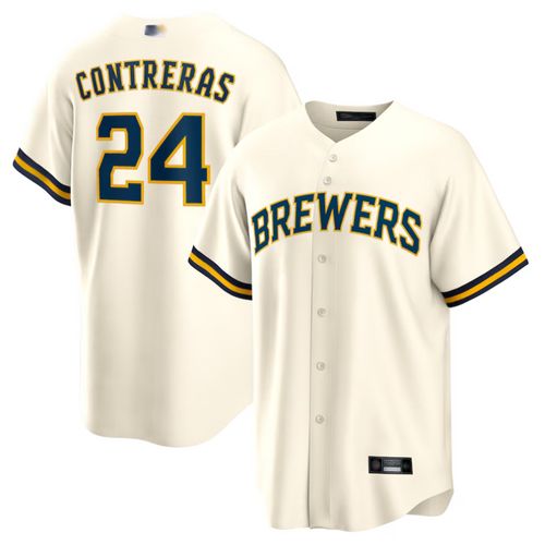 M.Brewers #24 William Contreras Player Cream Home Replica Baseball Jerseys baseball jersey product view 1