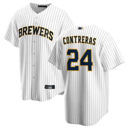 M.Brewers #24 William Contreras Player White Home Replica Baseball Jerseys baseball jersey product view 1