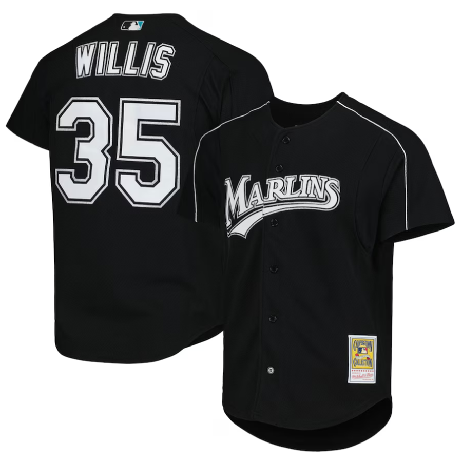 M.Marlins #35 Dontrelle Willis Player Black Cooperstown Collection Baseball Jerseys baseball jersey product view 1