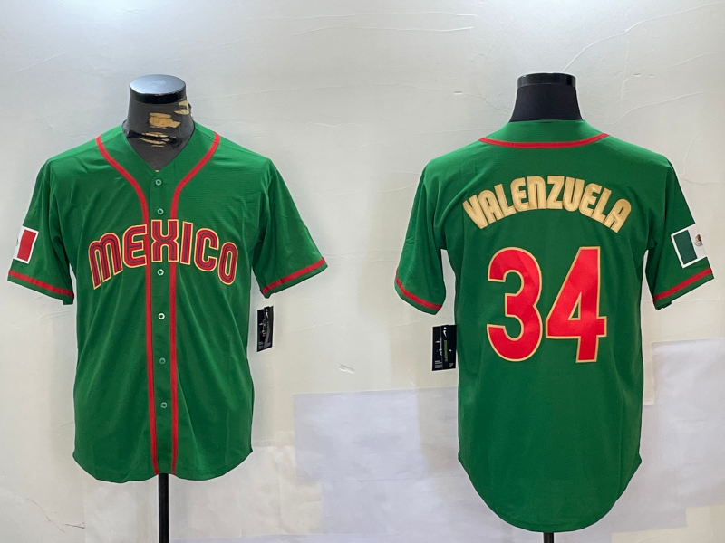 LA.Dodgers #34 Fernando Valenzuela Player Green Gold Classic Stitched Baseball Jerseys baseball jersey product view 1