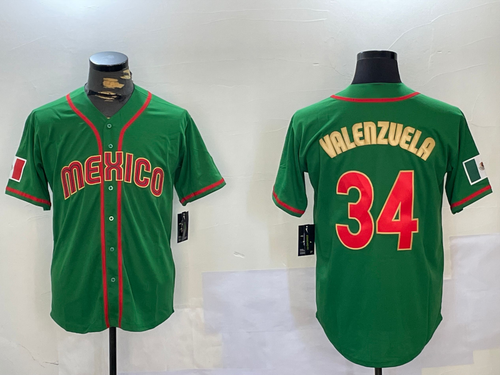 LA.Dodgers #34 Fernando Valenzuela Player Green Gold Classic Stitched Baseball Jerseys baseball jersey product view 1