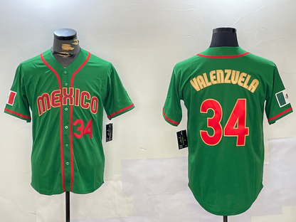 LA.Dodgers #34 Fernando Valenzuela Green Gold Classic Stitched Baseball Jerseys Player Jersey baseball jersey product view 1