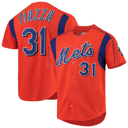 NY.Mets #31 Mike Piazza Orange Cooperstown Collection Mesh Batting Practice Player Bastball Jerseys baseball jersey product view 1