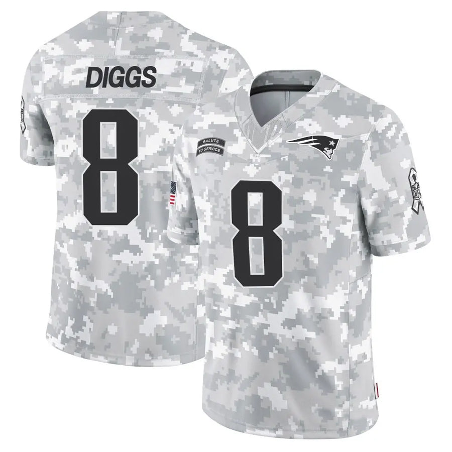 NE.Patriots #8 Stefon Diggs Player Arctic Camo Salute to Service Limited Foothball Jerseys football jersey product view 1