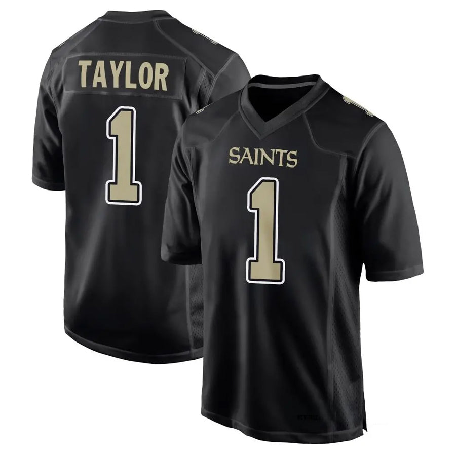 NO.Saints #1 Alontae Taylor Player Carbon Black Fashion Game Football Jerseys football jersey product view 1