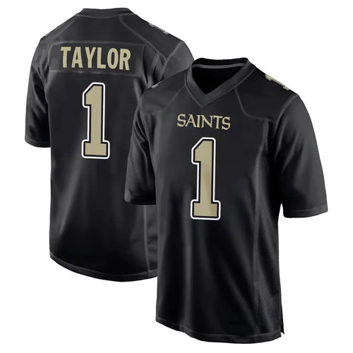 NO.Saints #1 Alontae Taylor Player Carbon Black Fashion Game Football Jerseys football jersey product view 1
