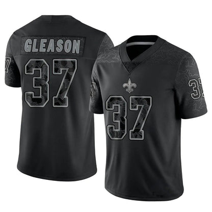 NO.Saints #37 Steve Gleason Player Black RFLCTV Limited Football Jerseys football jersey product view 1