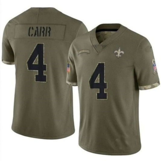 #4 Derek Carr Player NO.Saints Olive Salute To Service Limited Football Jerseys football jersey product view 1