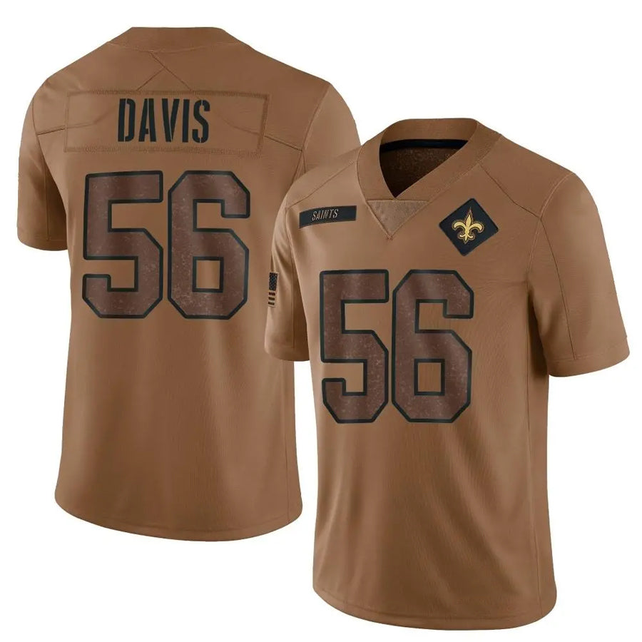 NO.Saints #56 Demario Davis Player Brown Salute To Service Limited Football Jerseys football jersey product view 1