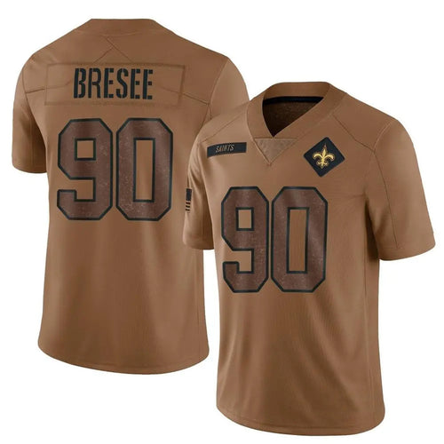 NO.Saints #90 Bryan Bresee Player Brown Salute To Service Limited Football Jerseys football jersey product view 1